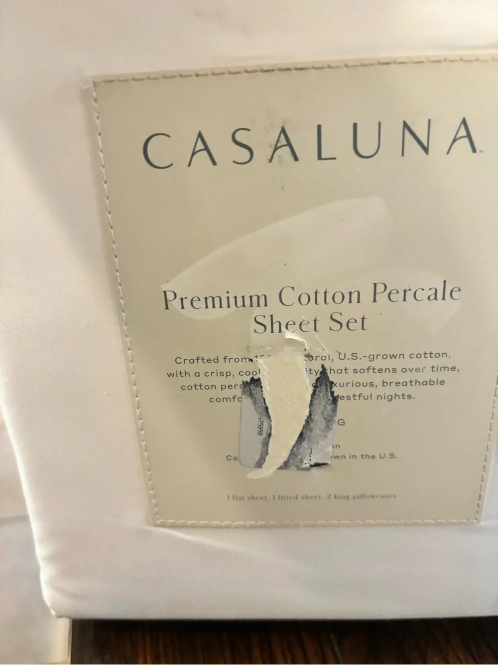 King/Cal King 400 Thread Count Percale Sheet Set White - Casaluna™